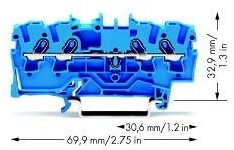 Wago 2001-1404 4-проводная проходная клемма