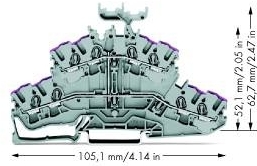 Wago 2002-2438 Клемма проходная 2-уров. 8-провод, 2,5мм², с держат. Маркировки