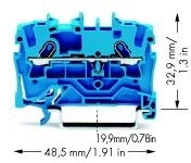 Wago 2001-1204 Клемма 2-проводная проходная 1,5мм цвет синий
