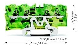 Wago 2004-1407 4-проводная клемма с заземлением