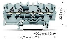 Wago 2002-1401 Клемма 4-проводная проходная 2,5мм цвет серый