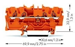 Wago 2001-1402 4-проводная проходная клемма