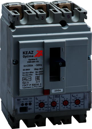 КЭАЗ 244075 Выключатель автоматический OptiMat D250N-MR1-У3-РЕГ