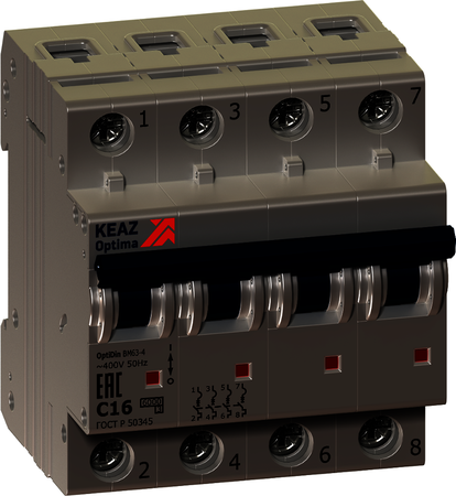 КЭАЗ 232892 Выключатель автоматический модульный OptiDin BM63-4L20-УХЛ3-АЭС