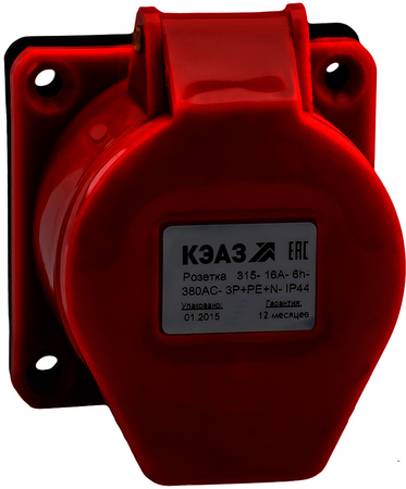 КЭАЗ 222760 Розетка фланцевая 324-32А-6h-380AC-3P+PE-IP44