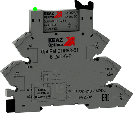 КЭАЗ 280996 Релейный модуль OptiRel G RM38-61-220-240U-6-P-CO