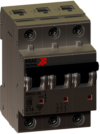 КЭАЗ 103734 Выключатель автоматический модульный OptiDin BM63-3C1-УХЛ3 (ВМ63)