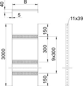 OBO Bettermann Лоток лестничный для судостроения 310х40 L3000 сталь 5мм SL 62 300 SG OBO 7097247