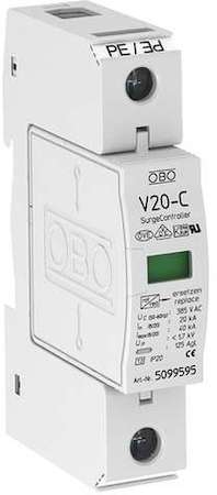 OBO Bettermann Устройство защиты от импульсных перенапр. УЗИП для силовых сетей 1 пол. (Класс II) 385В V20-C 1-385 OBO 5094703