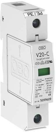 OBO Bettermann Устройство защиты от импульсных перенапр. УЗИП для силовых сетей 2 пол. (Класс II) 280В V20-C 2-280 OBO 5094621