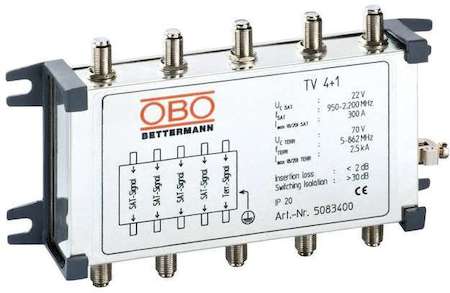 OBO Bettermann Устройство защиты от импульсных перенапр. УЗИП для телекоммуникационных сетей (Тип разъема F) TV 4+1 OBO 5083400