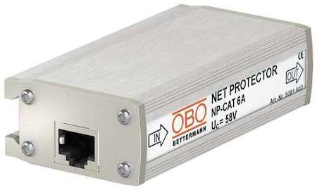 OBO Bettermann Устройство защиты от импульсных перенапр. УЗИП для телекоммуникационных сетей 8-жил (Тип разъема RJ45) 41В ND-CAT6A/EA OBO 5081800