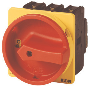 Выключатель нагрузки 3P+N 100А запираемый перед. креп. P3-100/EA/SVB/N красно-жел. ручка EATON 019890