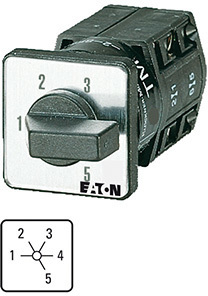 Переключатель ступенчатый 2п Iu=10А пол.1-5 45град. 30х30мм перед. креп. TM-5-8252/E EATON 041671