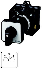 Переключатель ступенчатый 2п Ie=25А пол.1-5 45град. заднее креп. T3-5-15139/Z EATON 004041