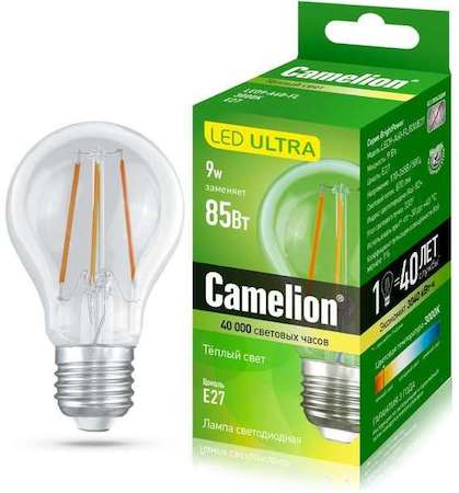 Лампа светодиодная LED9-A60-FL/830/E27 9Вт грушевидная 220В Camelion 13226