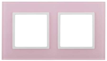 ERA Б0034502 14-5102-30 Эл/ус ЭРА Рамка на 2 поста, стекло, Эра Elegance, розовый+бел