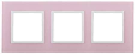 ERA Б0034520 14-5103-30 Эл/ус ЭРА Рамка на 3 поста, стекло, Эра Elegance, розовый+бел