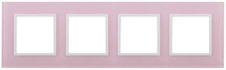 ERA Б0034538 14-5104-30 Эл/ус ЭРА Рамка на 4 поста, стекло, Эра Elegance, розовый+бел