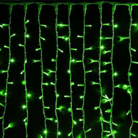 Гирлянда "Светодиодный Дождь" 2х3м постоянное свечение 760LED зел. 230В провод бел. каучук Neon-Night 237-134