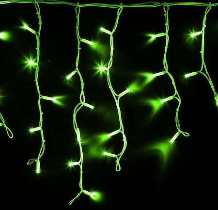 Гирлянда Айсикл (бахрома) 4.0х0.6м 128LED зел. 230В провод бел. каучук Neon-Night 255-204