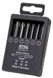 Rittal 4053410 AS Набор бит с длинным стержнем TX10, TX15, TX20, TX25, TX30, TX35, TX40 6шт