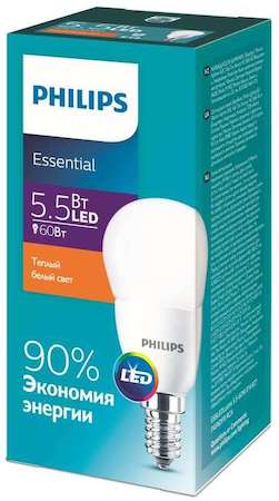 Лампа светодиодная ESSLEDLustre 5.5-60Вт E14 827 P45ND RCA Philips 929001960107 / 871869961443000