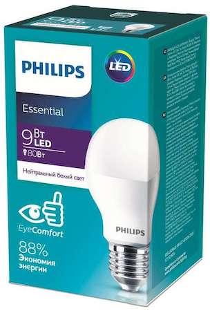 Лампа светодиодная ESS LEDBulb 9Вт E27 4000К 230В 1CT/12 RCA Philips 929001962887 / 871869961618200