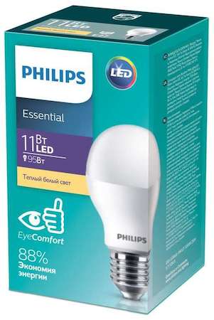 Лампа светодиодная ESS LEDBulb 11Вт E27 3000К 230В 1CT/12RCA Philips 929001900287 / 871869682208100