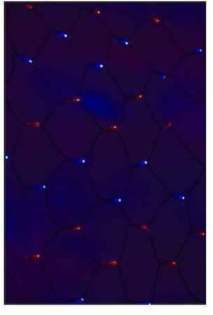 Фото Гирлянда-сеть светодиодная 2 х 1.5м свечение с динамикой черный провод красная/синий