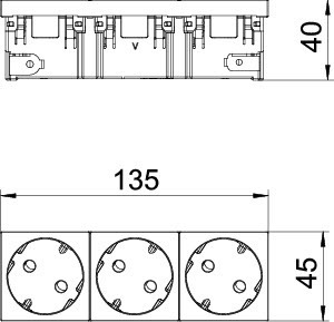 OBO Bettermann Розетка 3-м Modul45connect 10/16А 250В STD-D3C ROR3 33град. с заземл. оранж. OBO 6120504