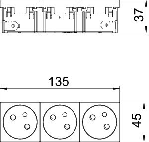 OBO Bettermann Розетка 3-м Modul45connect 10/16А 250В STD-F3C RW3 33град. франц. станд. бел. OBO 6120692