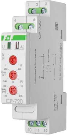 Евроавтоматика F&F Реле напряжения CP-720 (однофазный; контроль верхнего и нижнего значений напряжения; 150-450В AC 16А 1NO/NC IP20) F&F EA04.009.002