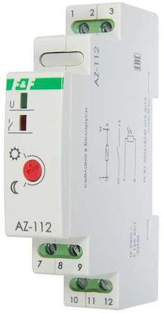 Евроавтоматика F&F Фотореле AZ-112 Плюс (выносной фотодатчик монтаж на DIN-рейке 1 модуль 230В 16А 1перекл. IP20) F&F EA01.001.014