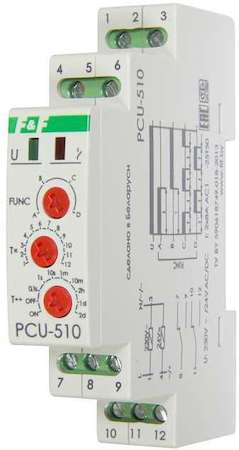 Евроавтоматика F&F Реле времени PCU-510 (многофункц. 230В 2х8А 2перекл. IP20 монтаж на DIN-рейке) F&F EA02.001.009