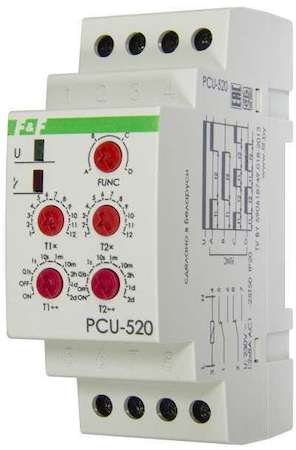 Евроавтоматика F&F Реле времени PCU-520 (многофункц. 230В 2х8А 2перекл. IP20 монтаж на DIN-рейке) F&F EA02.001.012
