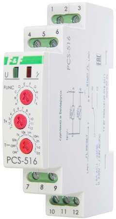 Евроавтоматика F&F Реле времени PCS-516 (многофункц. (вход: START/RESET) 230В 8А 1перекл. IP20 монтаж на DIN-рейке)(аналог РВО-1М) F&F EA02.001.013