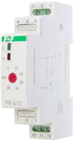 Евроавтоматика F&F Реле тока PR-615 (4-30А сквозной канал монтаж на DIN-рейке 35мм 230В AC 16А 1НО IP20) F&F EA03.003.006