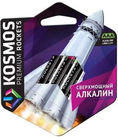 Фото Элемент питания алкалиновый LR03 KOSMOS premium ROCKETS (блист. 4шт) Космос KOSLR03ROCKETS4BL