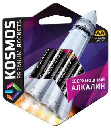 КОСМОС Элемент питания алкалиновый LR6 KOSMOS premium ROCKETS (блист. 4шт) Космос KOSLR6ROCKETS4BL