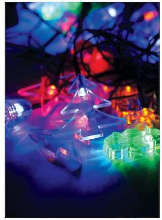 Фото Гирлянда декоративная "Новогодняя" (прозр. насадки-колокольчики сосульки звездочки снежинки елочки кристаллы снеговики Дед Морозы) 4.4м 30LED IP20 мультиколор Космос KOC_GIR30LEDMIX1_RGB