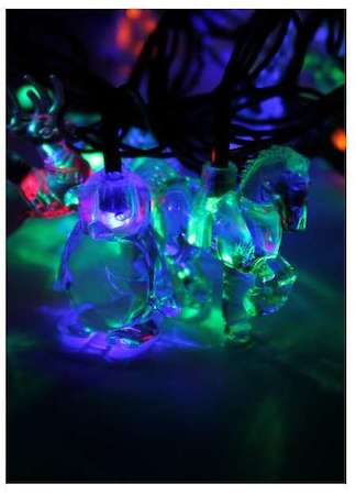 Фото Гирлянда декоративная "Елочные игрушки" (прозр. насадки-пингвины лошадки маленькие олени) 4.4м 30LED мультиколор Космос KOC_GIR30LEDMIX3_RGB
