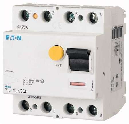Выключатель дифференциального тока (УЗО) 4п 25А 300мА тип AC PF6-25/4/03 EATON 286506