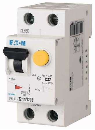 Выключатель автоматический дифференциального тока 2п (1P+N) B 20А 30мА тип B 4.5кА PFL4-20/1N/B/003 EATON 293292