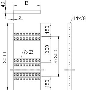 OBO Bettermann Лоток лестничный для судостроения 1000х40 L3000 сталь 5мм SLZ 1000 SG OBO 7098180