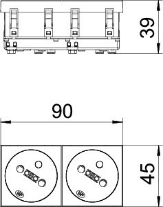 OBO Bettermann 6120250 Розетка 2-м 10/16А 250В STD-F3 SWGR2 33град. франц. станд. черн. OBO 612033град. 250