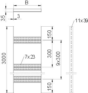 OBO Bettermann Лоток лестничный для судостроения 150х35 L3000 сталь 3мм SLZ L 150 FT OBO 7098004