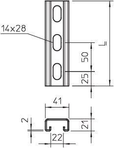 OBO Bettermann Рейка профильная 2000х41х21 MS 21 L2M V4A (дл.2м) OBO 1122476