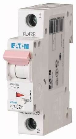 Выключатель автоматический модульный 1п C 2А 10кА PL7-C2/1 EATON 262699