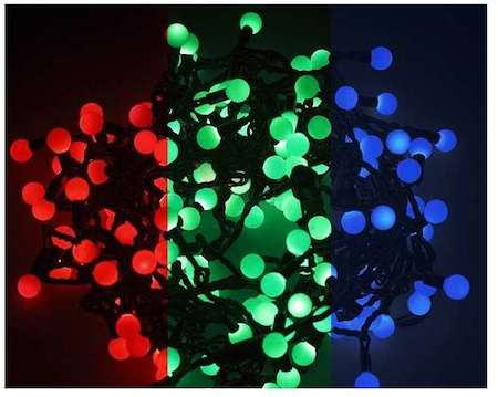 Фото Гирлянда "LED-Шарики" 5м d=18мм 30LED RGB темно-зел. провод 3.6Вт 220В IP20 NEON-NIGHT 303-549